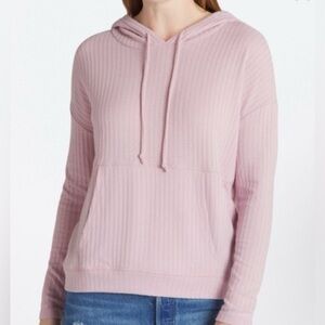 Chaser Sarley Textured Waffle Knit Hoodie | Light Pink/ Lilac | Size XXL | NWOT